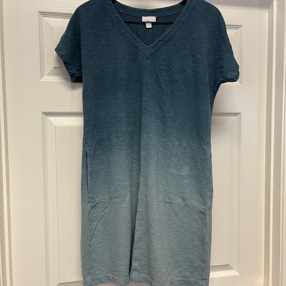 J. Jill Fit Ombré Special Dye Blue Pull On Casual Dress sz S EUC